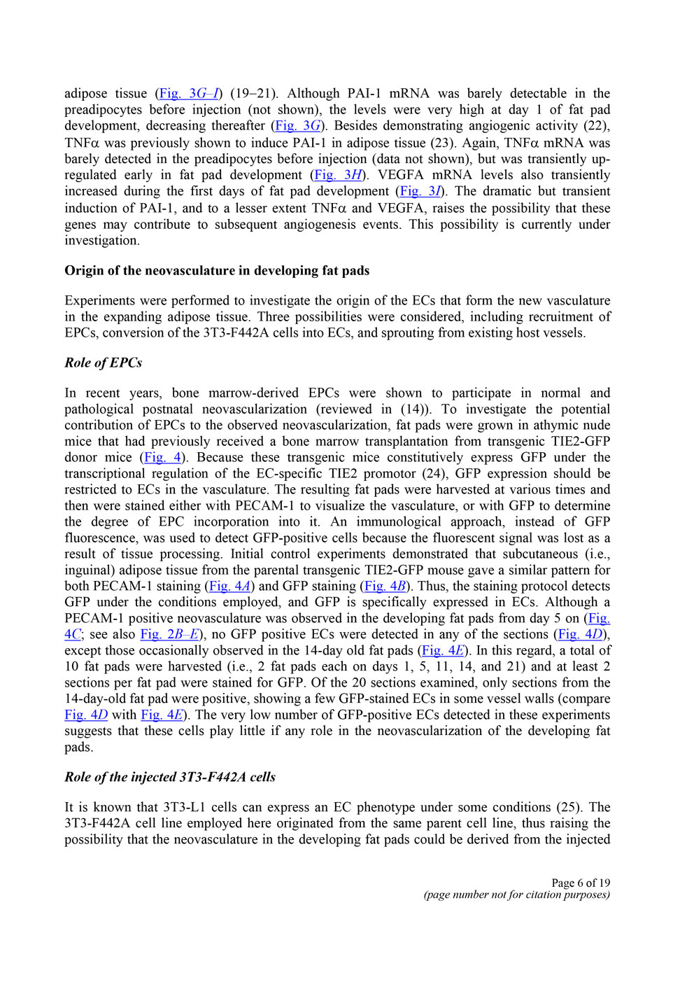 Angiogenesis in an in vivo model of adipose tissue development P6