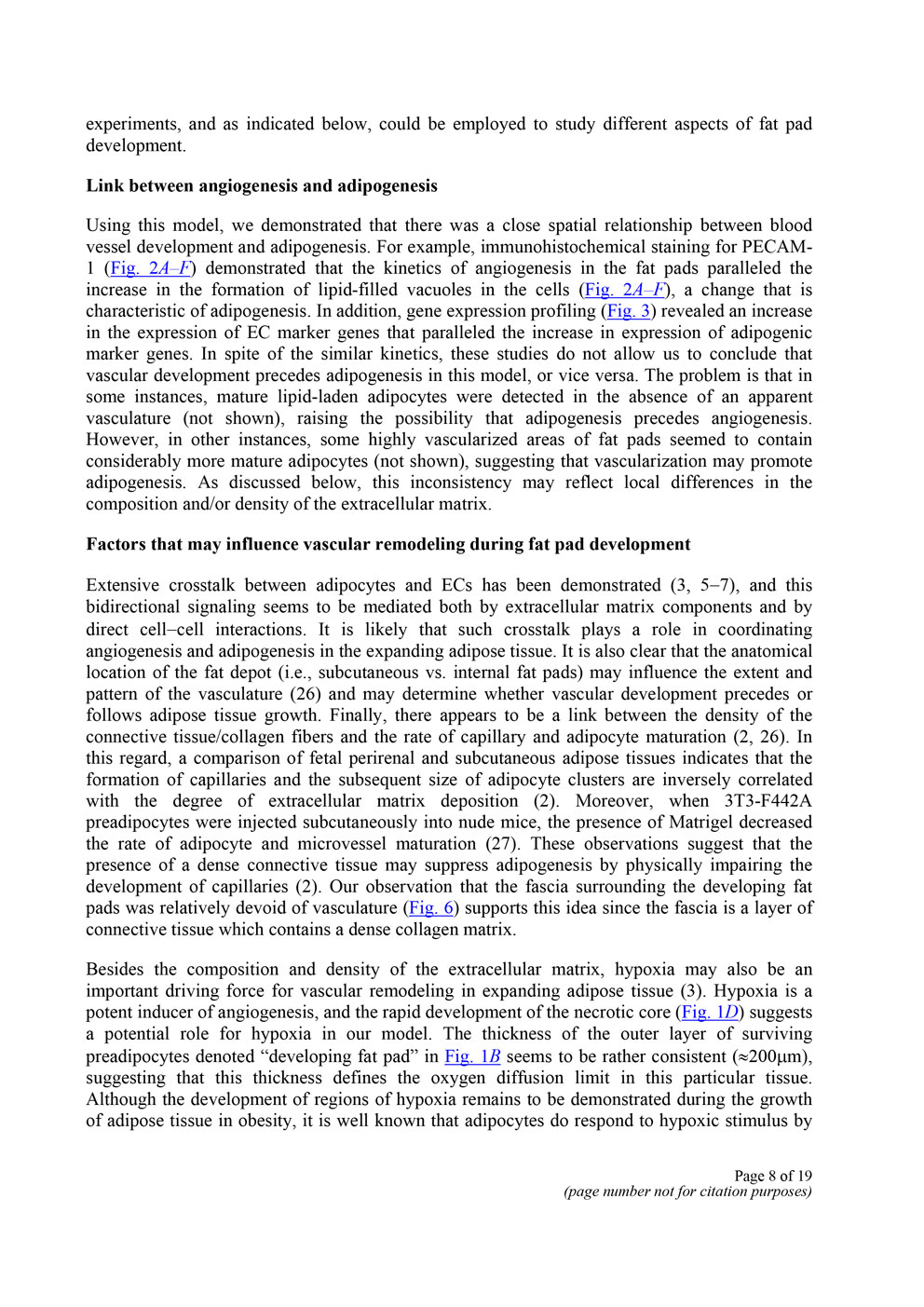 Angiogenesis in an in vivo model of adipose tissue development P8