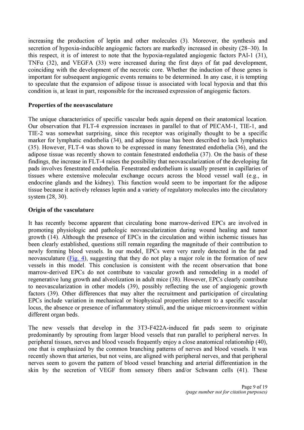 Angiogenesis in an in vivo model of adipose tissue development P9