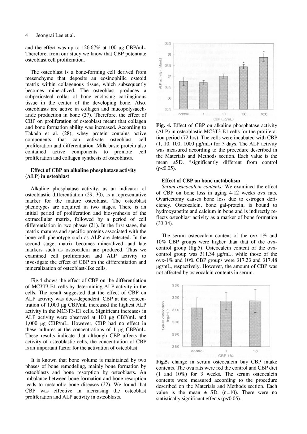 Effects of Colostrum Basic Protein from Colostrum Whey Protein: Increased in Osteoblast Proliferation and Bone Metabolism P4